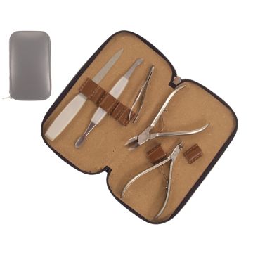 Mundial Classic Line 5 Piece Manicure Set in Leather Case